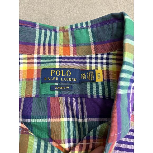Polo Ralph Lauren Shirt Mens 2XL Purple Green Plaid Classic Fit Long Sleeve New - Picture 6 of 9